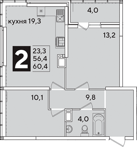 Продается 3-комн. квартира, 56.4 м²