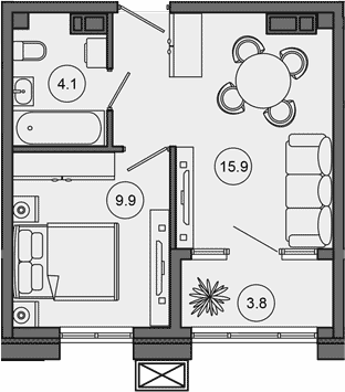 Продается 2-комн. квартира, 29.9 м²