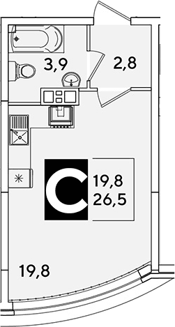 Продается 1-комн. квартира, 26.5 м²