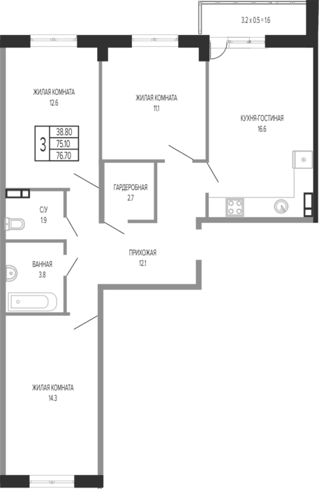 Продается 4-комн. квартира, 77 м²