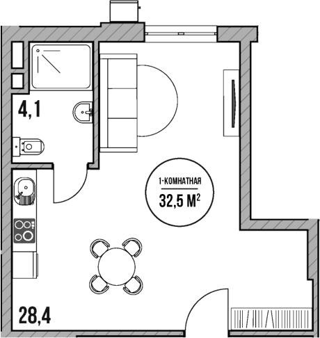 Продается 1-комн. квартира, 32.5 м²