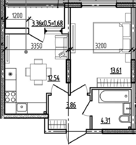 Продается 1-комн. квартира, 34.32 м²