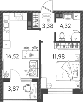 Продается 2-комн. квартира, 34.2 м²
