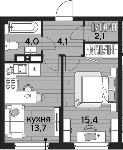 Продается 1-комн. квартира, 39.3 м²