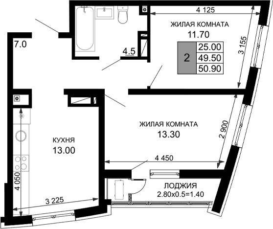 Продается 2-комн. квартира, 49.5 м²