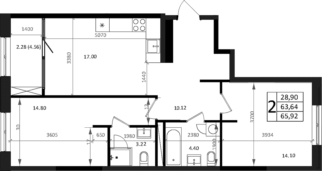 Продается 3-комн. квартира, 63.64 м²