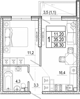 Продается 2-комн. квартира, 35.2 м²