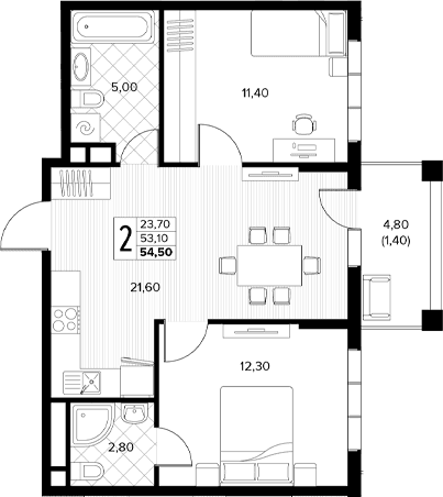 Продается 3-комн. квартира, 53.1 м²