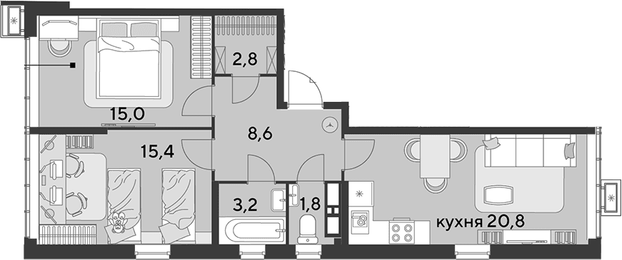 Продается 3-комн. квартира, 69.2 м²