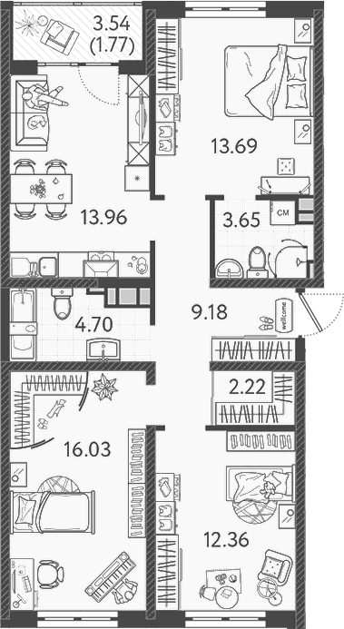 Продается 3-комн. квартира, 75.79 м²