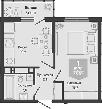 Продается 1-комн. квартира, 34 м²