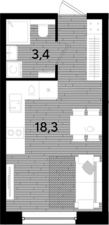 Продается 1-комн. квартира, 21.7 м²