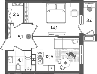 Продается 1-комн. квартира, 38.4 м²