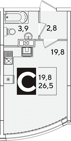 Продается 1-комн. квартира, 26.5 м²