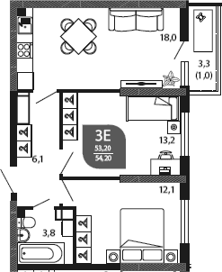Продается 3-комн. квартира, 53.2 м²