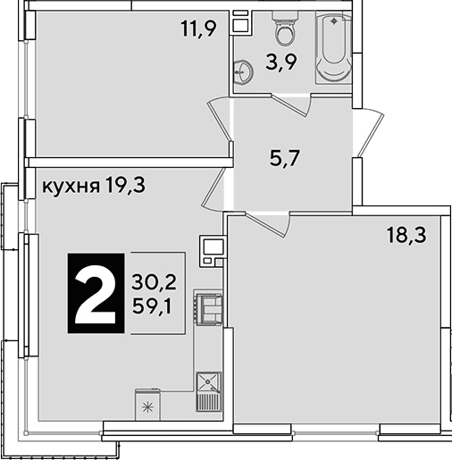 Продается 3-комн. квартира, 59.1 м²