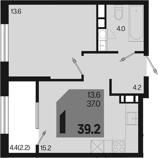 Продается 2-комн. квартира, 37 м²