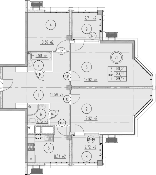 Продается 3-комн. квартира, 83.99 м²