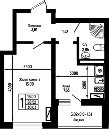 Продается 1-комн. квартира, 28.52 м²