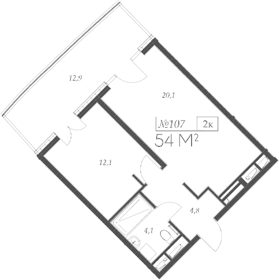 Продается 2-комн. квартира, 41.1 м²