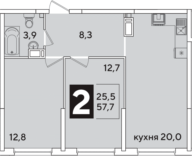 Продается 3-комн. квартира, 57.7 м²