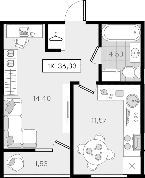 Продается 1-комн. квартира, 34.8 м²