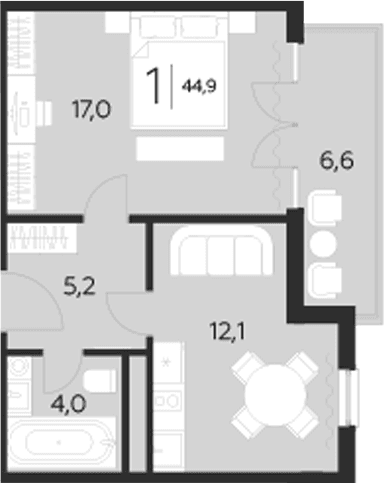 Продается 1-комн. квартира, 38.3 м²
