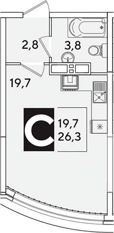 Продается 1-комн. квартира, 26.3 м²