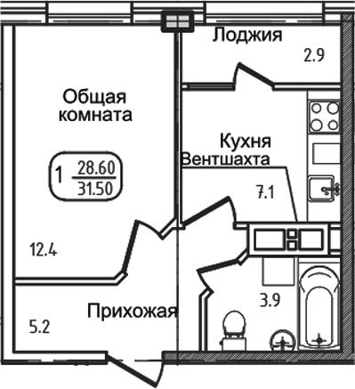 Продается 1-комн. квартира, 27.4 м²