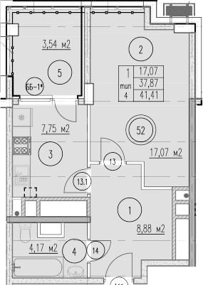 Продается 1-комн. квартира, 37.87 м²