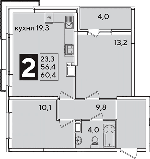 Продается 3-комн. квартира, 56.4 м²