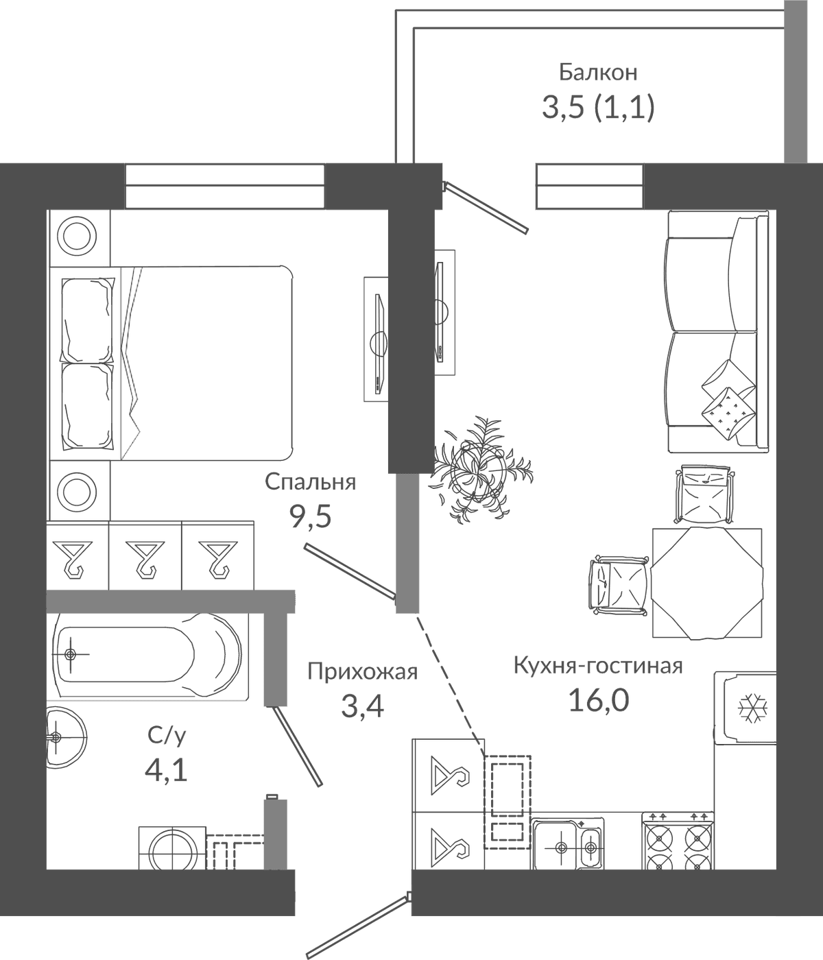 Продается 2-комн. квартира, 33 м²