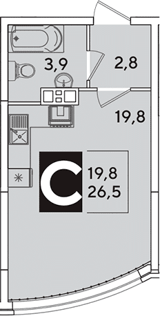 Продается 1-комн. квартира, 26.5 м²