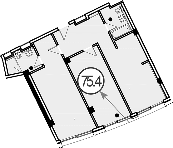 Продается 1-комн. квартира, 75.4 м²