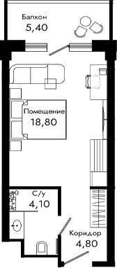Продается 1-комн. квартира, 27.7 м²