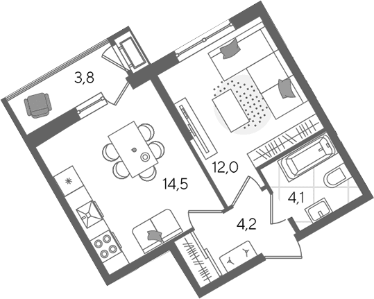 Продается 1-комн. квартира, 34.8 м²