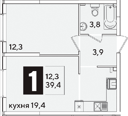 Продается 2-комн. квартира, 39.4 м²
