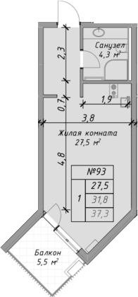 Продается 1-комн. квартира, 31.8 м²
