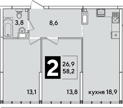 Продается 3-комн. квартира, 58.2 м²