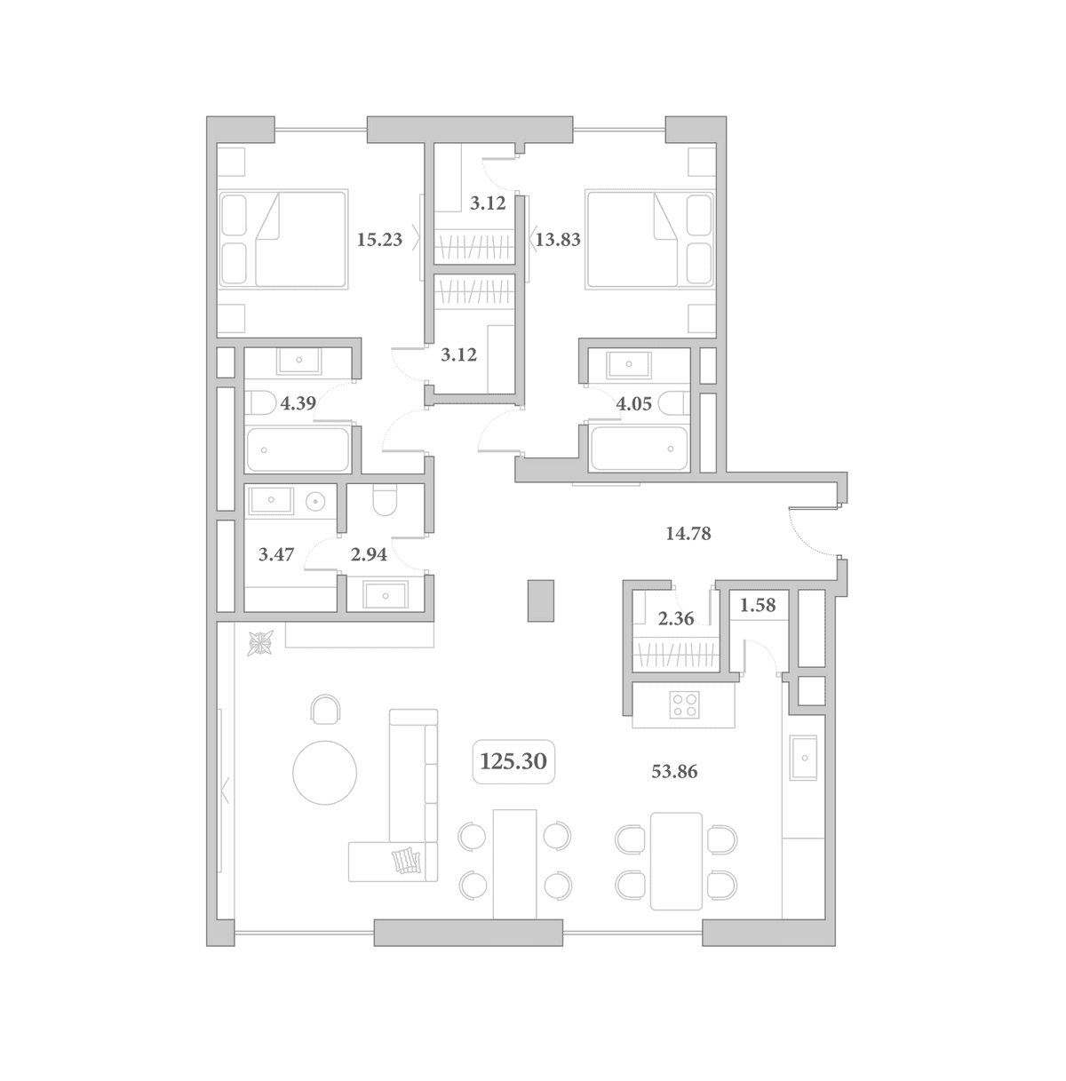 Продается 3-комн. квартира, 125.3 м²