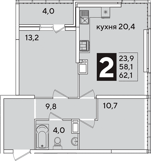 Продается 3-комн. квартира, 58.1 м²