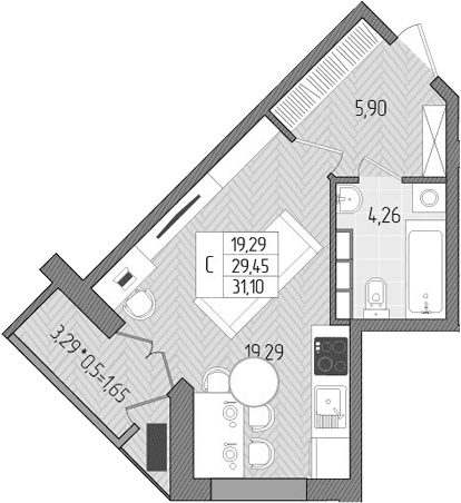 Продается 1-комн. квартира, 29.45 м²