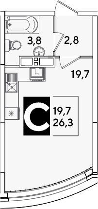Продается 1-комн. квартира, 26.3 м²