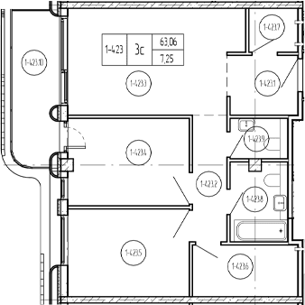 Продается 3-комн. квартира, 64.18 м²