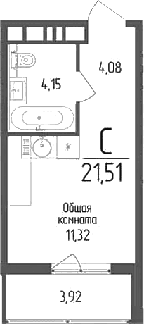 Продается 1-комн. квартира, 19.55 м²