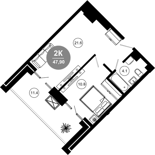 Продается 2-комн. квартира, 38.2 м²