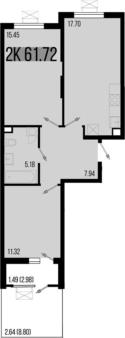 Продается 3-комн. квартира, 57.59 м²