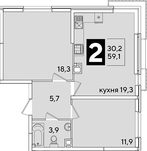 Продается 3-комн. квартира, 59.1 м²