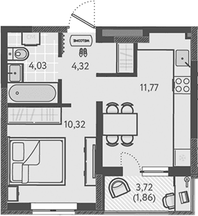 Продается 1-комн. квартира, 30.44 м²
