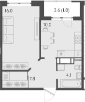 Продается 1-комн. квартира, 37.9 м²